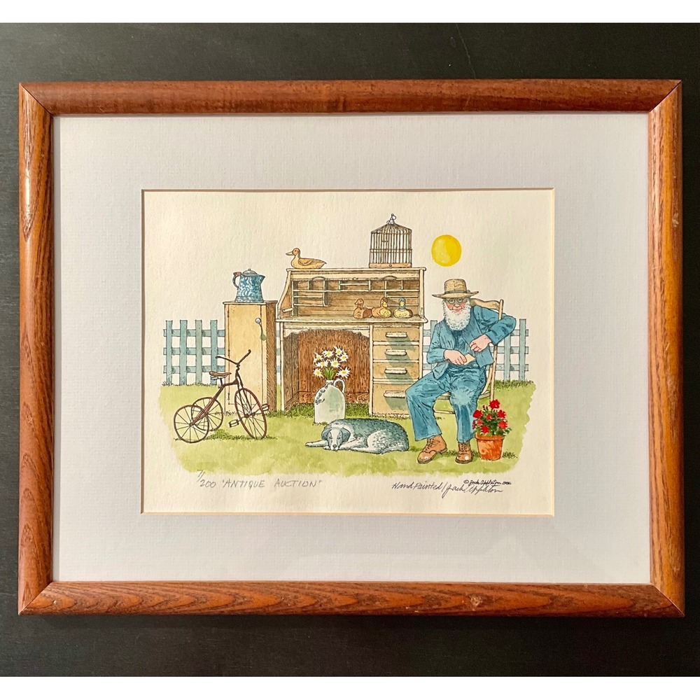 Jack Appleton Art Print Antique Auction Framed Numbered Signed 1986